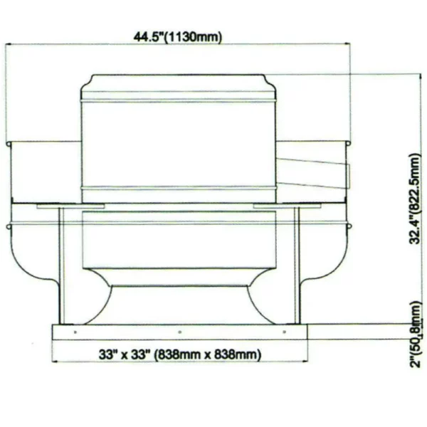 Centrifugal Roof Exhaust Fan Motor HP Belt RUB-24BS-C Dimension