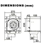⁦Ceiling Mount Type Centrifugal Fan CSF24 Size:100mm CFM105⁩ - الصورة ⁦2⁩