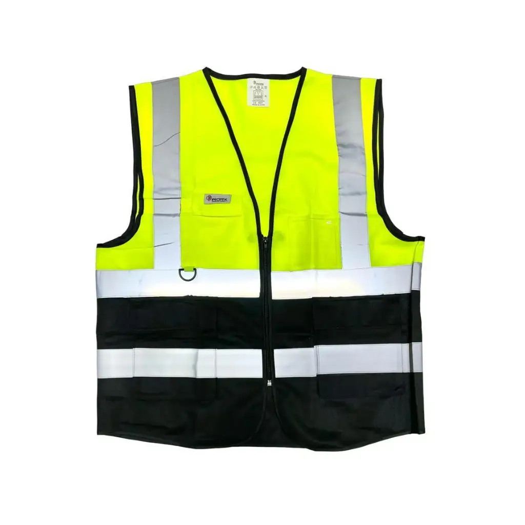 Safety-Vest-Yellow-Black-3M-Volta.webp Safety Vest Yellow Black 3M Volta - الصورة 1